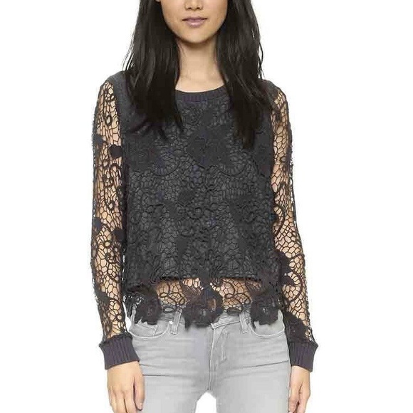 Free People Tops - Free People black Cropped Lace Blouse